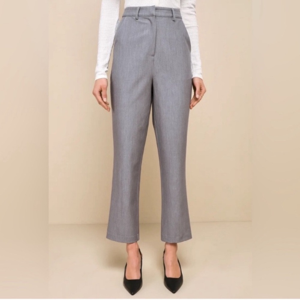 NWT - LULUS High Rise Tapered Gray Grey Work Trousers Pants - size large